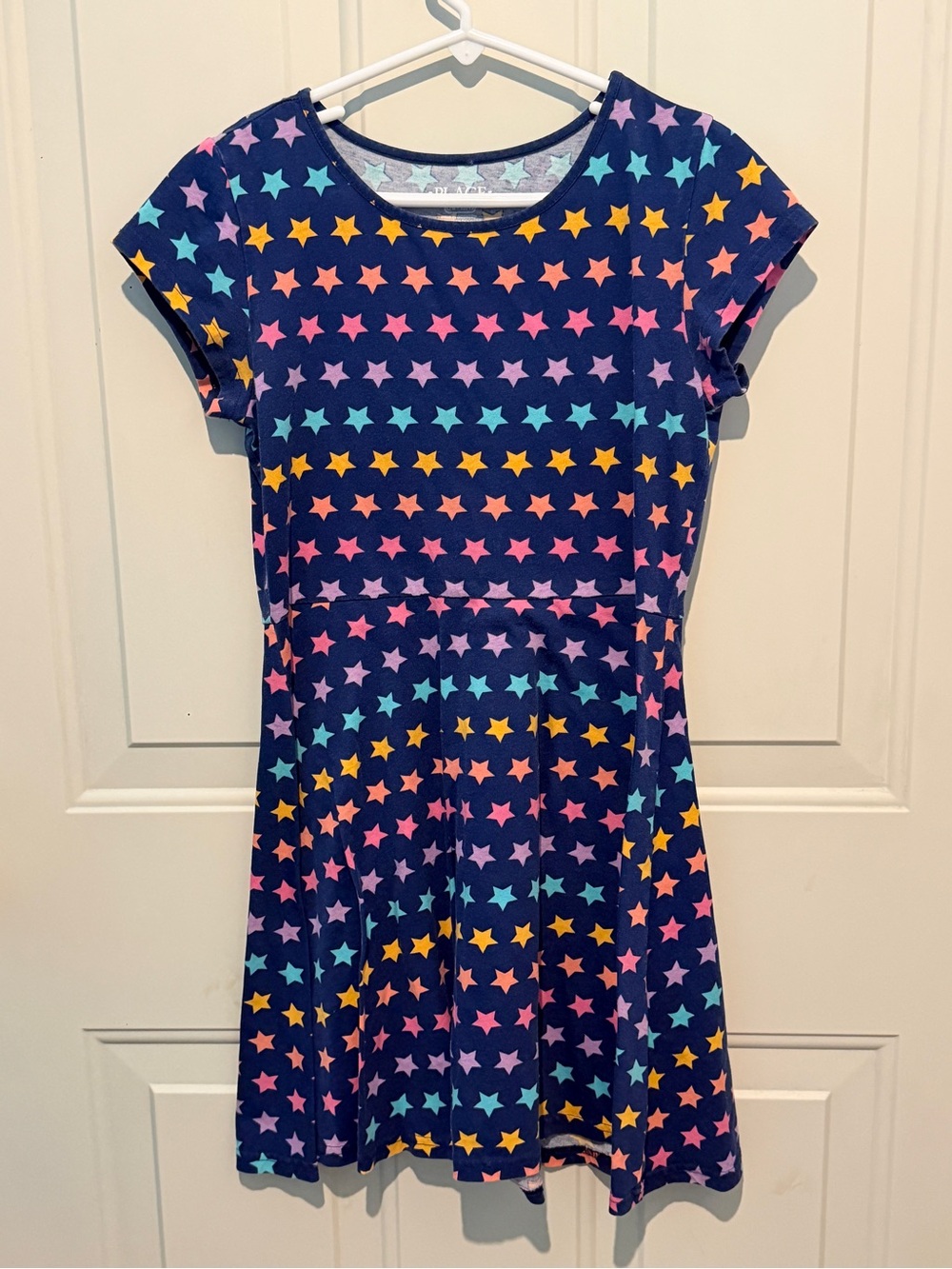 Place Navy Short Sleeve Star Print Skater Dress
